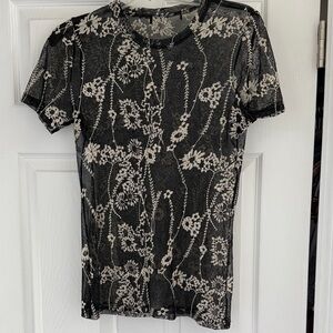 Karen Kane Black Floral Lace Tee